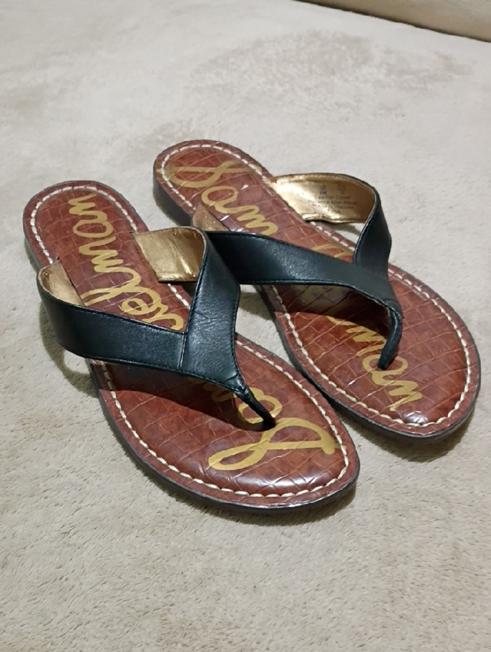 Sam Edelman Black Leather Thong Sandals